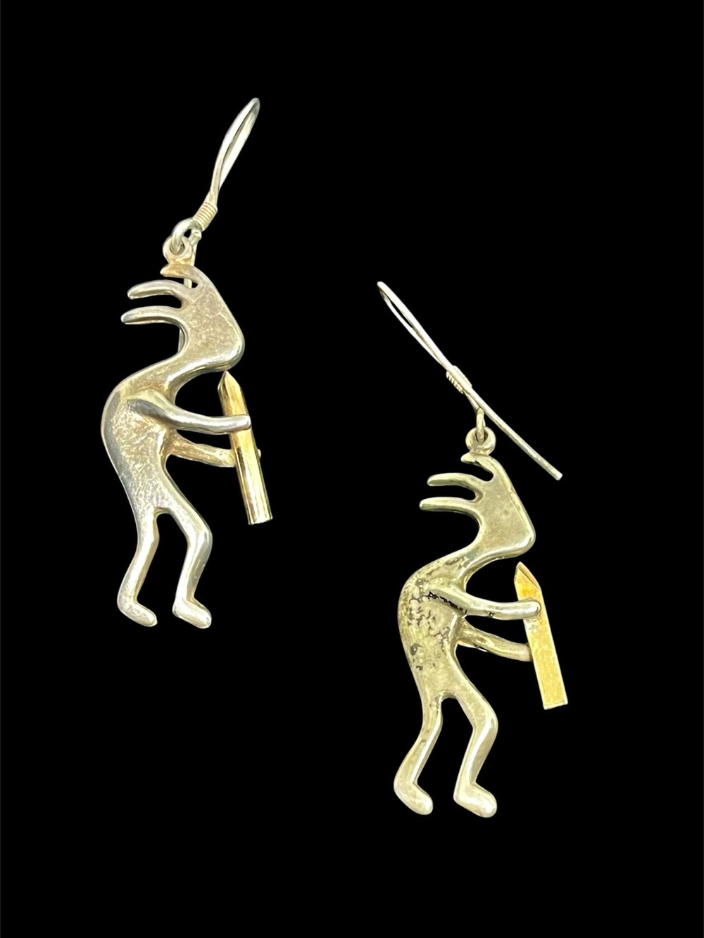 Vintage Sterling Silver Kokopelli Earrings